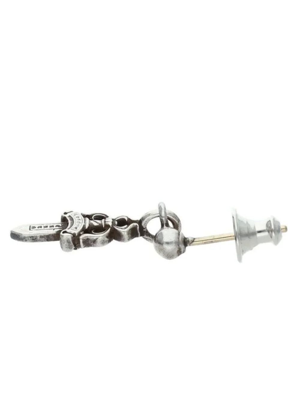 Chrome Hearts Drp Stck Dggr Stack Dugger Drop Silver Earrings